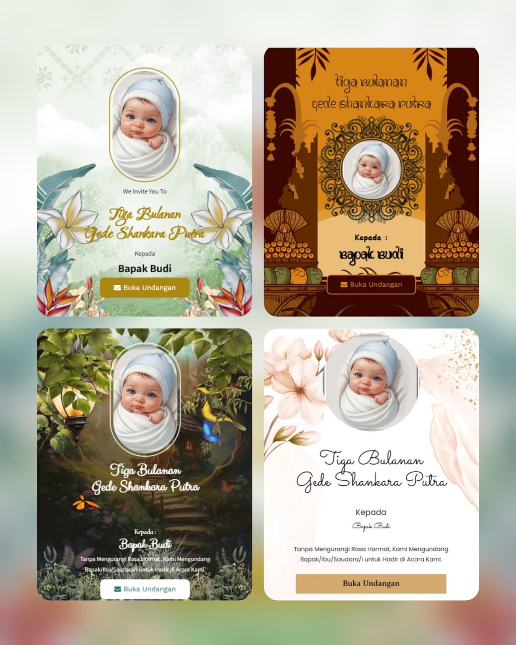 Rayakan Upacara Tiga Bulanan Bayi (Tigang Sasih) dengan Undangan Digital Bernuansa Bali yang Memikat Hati