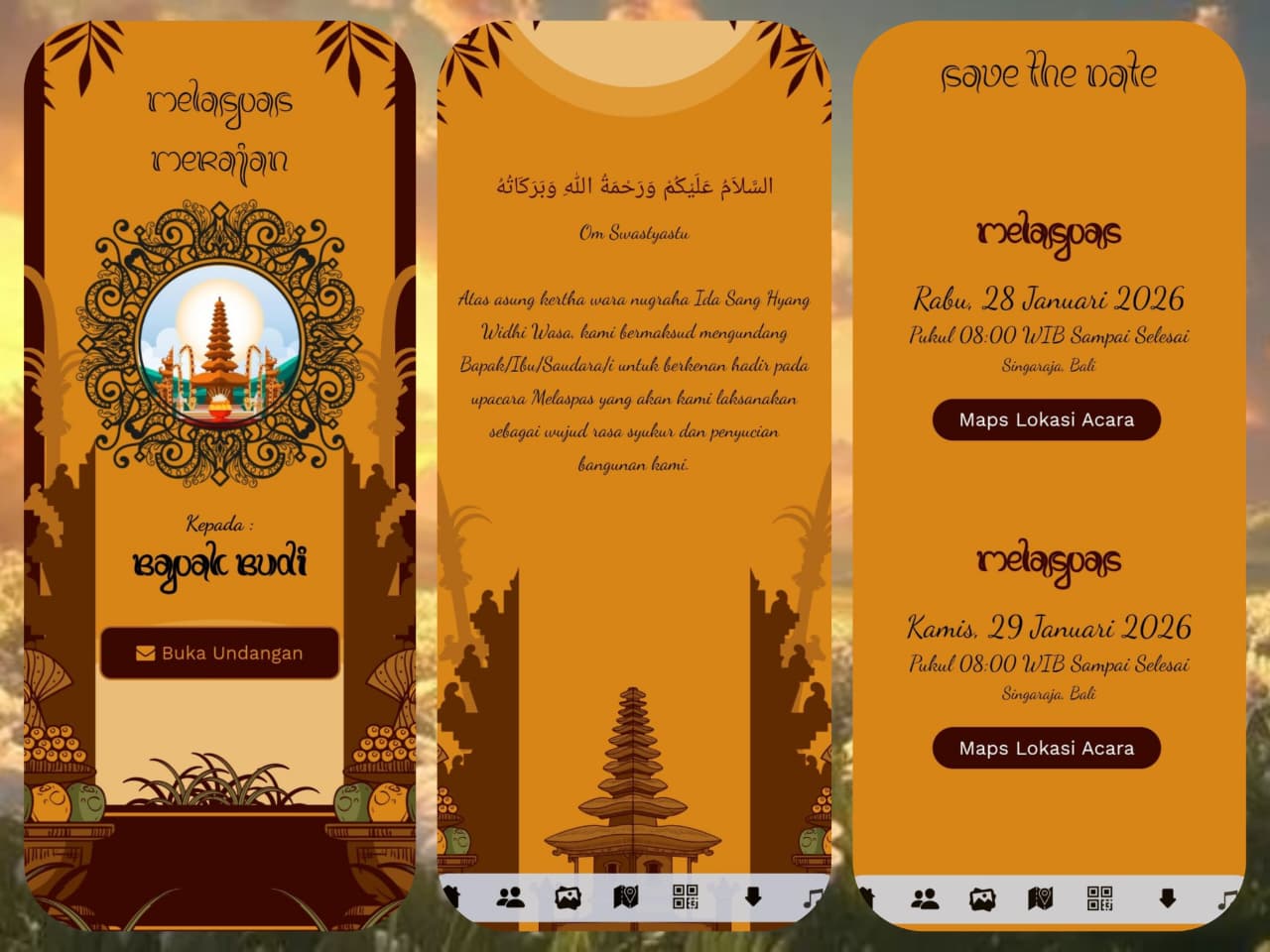 Undangan Digital untuk Acara Melaspas Bali